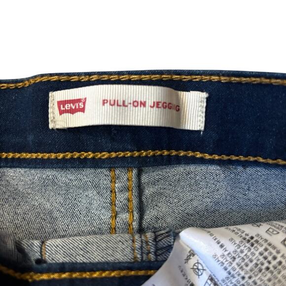 Levi's Flex Stretch Pull On Jeggings Dark Blue Denim Jean Girls Size 12 Regular - Picture 3 of 5
